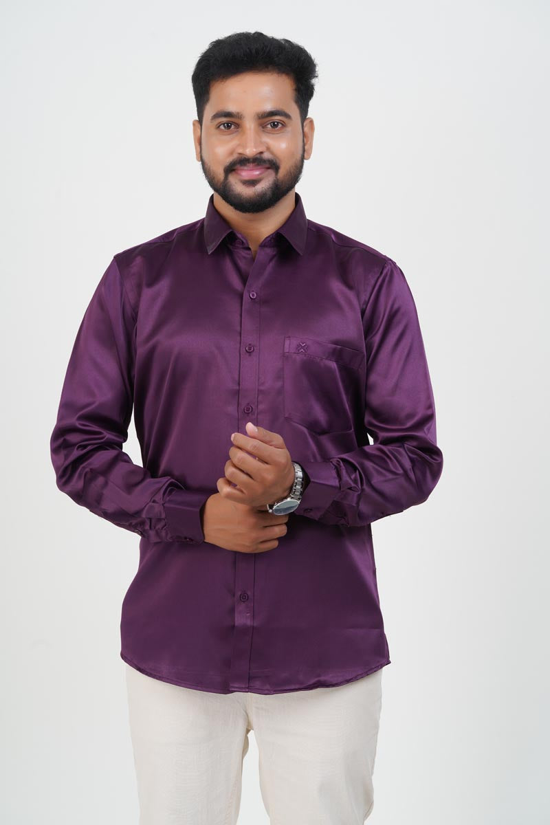 Orgia Men’s Premium Formal Shirt – Wine Purple – Full Sleeve