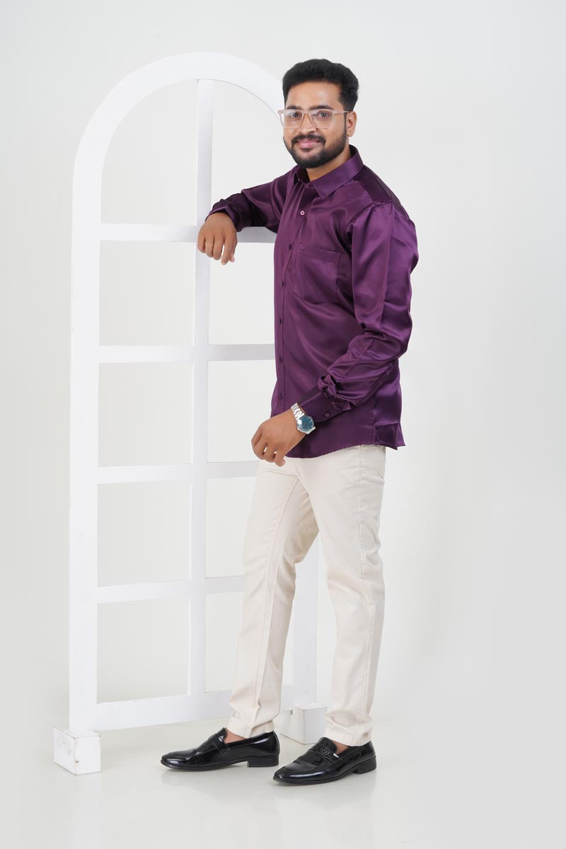Orgia Men’s Premium Formal Shirt – Wine Purple – Full Sleeve