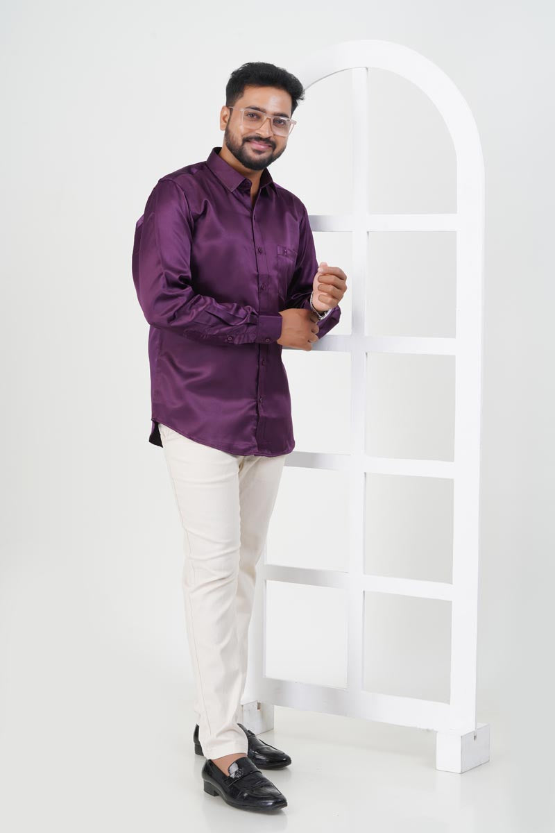 Orgia Men’s Premium Formal Shirt – Wine Purple – Full Sleeve