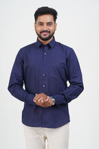 Cool Club Plus Men’s Formal Shirt  – Navy Blue – Full Sleeve