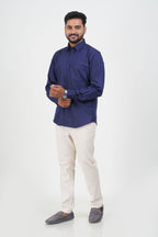Cool Club Plus Men’s Formal Shirt  – Navy Blue – Full Sleeve
