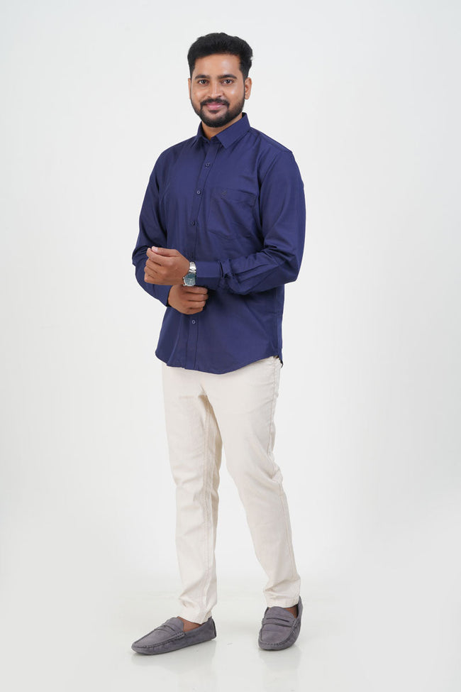 Cool Club Plus Men’s Formal Shirt  – Navy Blue – Full Sleeve Main Image