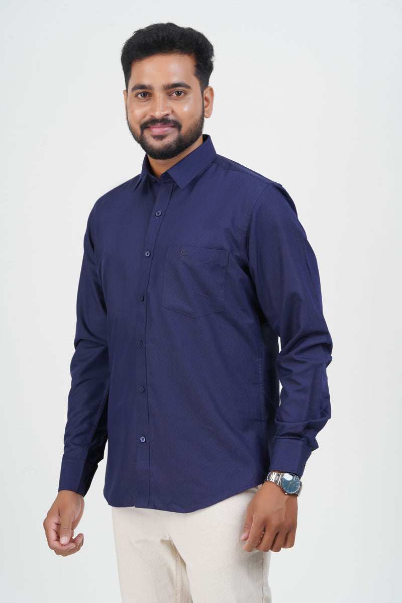 Cool Club Plus Men’s Formal Shirt  – Navy Blue – Full Sleeve