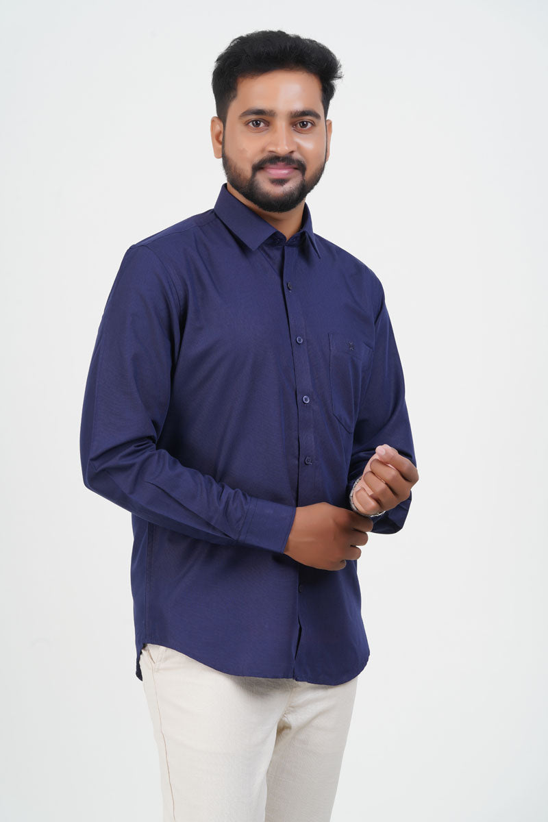 Cool Club Plus Men’s Formal Shirt  – Navy Blue – Full Sleeve