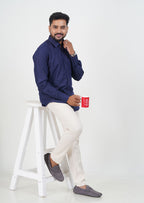 Cool Club Plus Men’s Formal Shirt  – Navy Blue – Full Sleeve