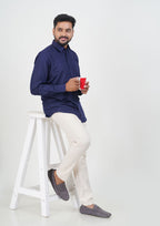 Cool Club Plus Men’s Formal Shirt  – Navy Blue – Full Sleeve