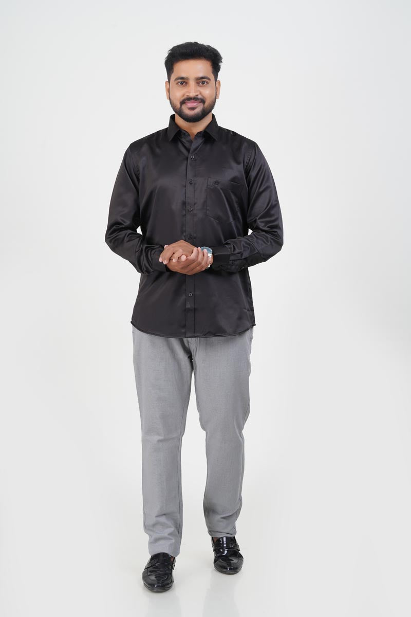 Orgia Men’s Premium Formal Shirt – Classic Black – Full Sleeve