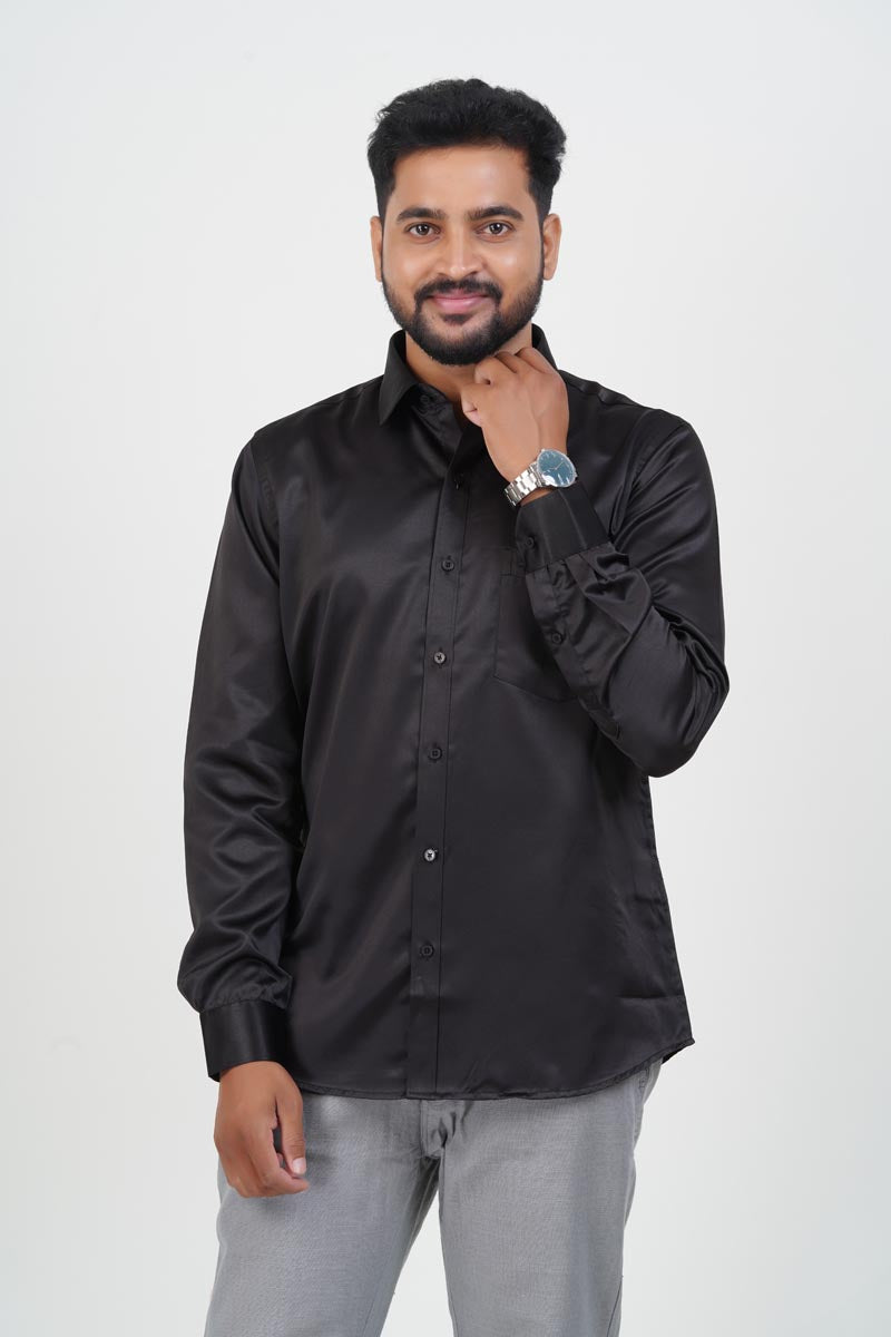 Orgia Men’s Premium Formal Shirt – Classic Black – Full Sleeve