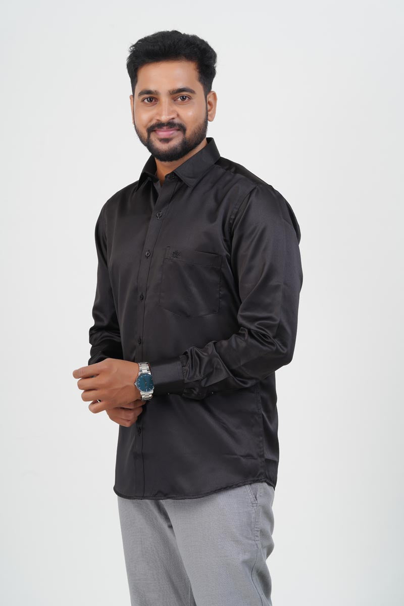 Orgia Men’s Premium Formal Shirt – Classic Black – Full Sleeve