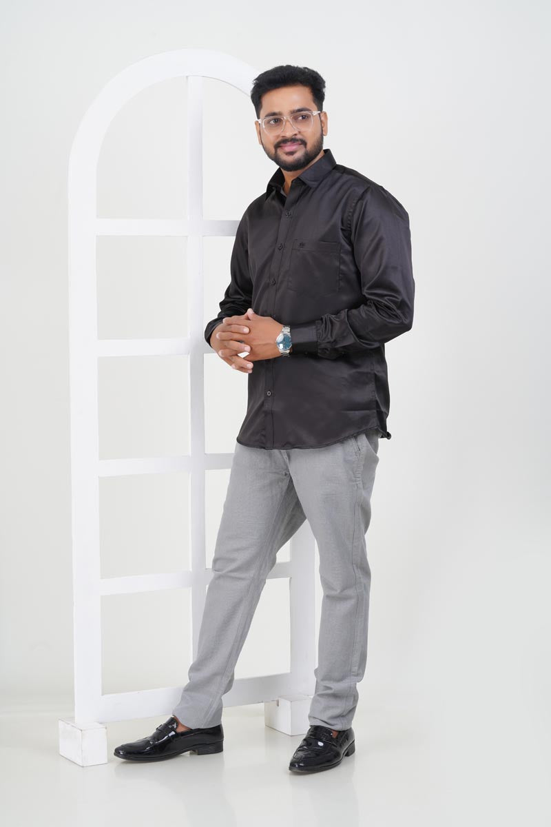Orgia Men’s Premium Formal Shirt – Classic Black – Full Sleeve