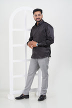 Orgia Men’s Premium Formal Shirt – Classic Black – Full Sleeve