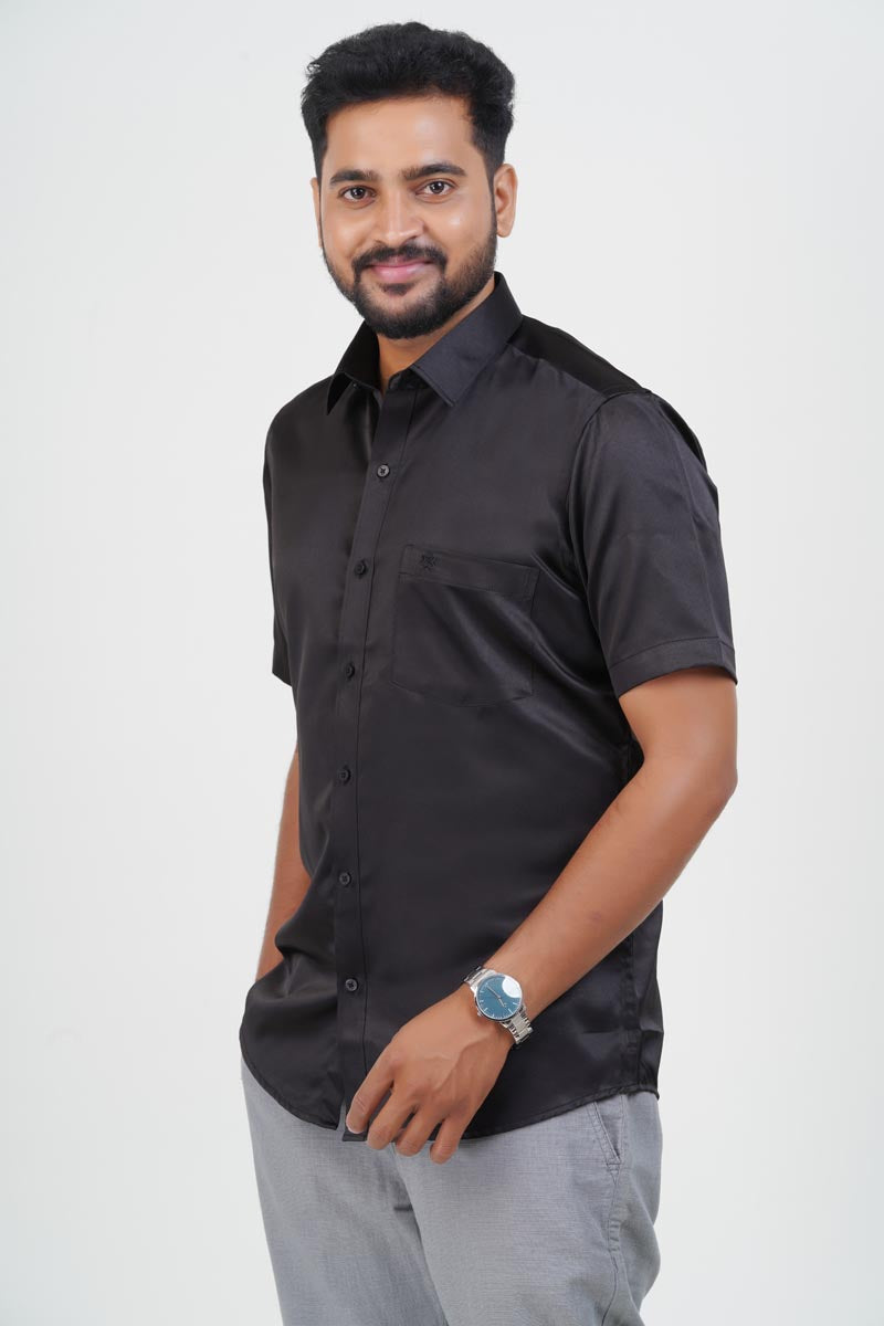Orgia Men’s Premium Formal Shirt – Classic Black – Half Sleeve