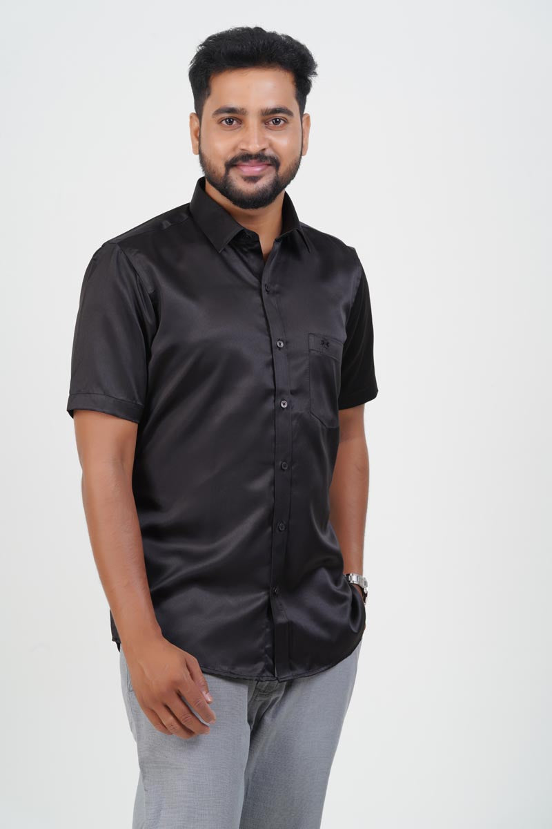 Orgia Men’s Premium Formal Shirt – Classic Black – Half Sleeve
