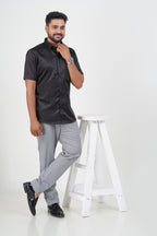 Orgia Men’s Premium Formal Shirt – Classic Black – Half Sleeve