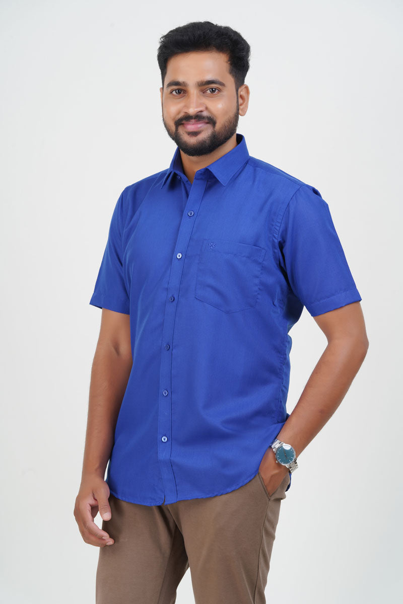 Cool Club Plus Men’s Formal Shirt – Royal Blue – Half Sleeve
