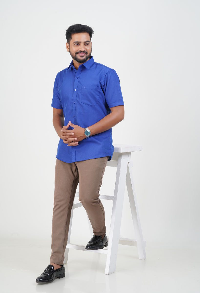 Cool Club Plus Men’s Formal Shirt – Royal Blue – Half Sleeve