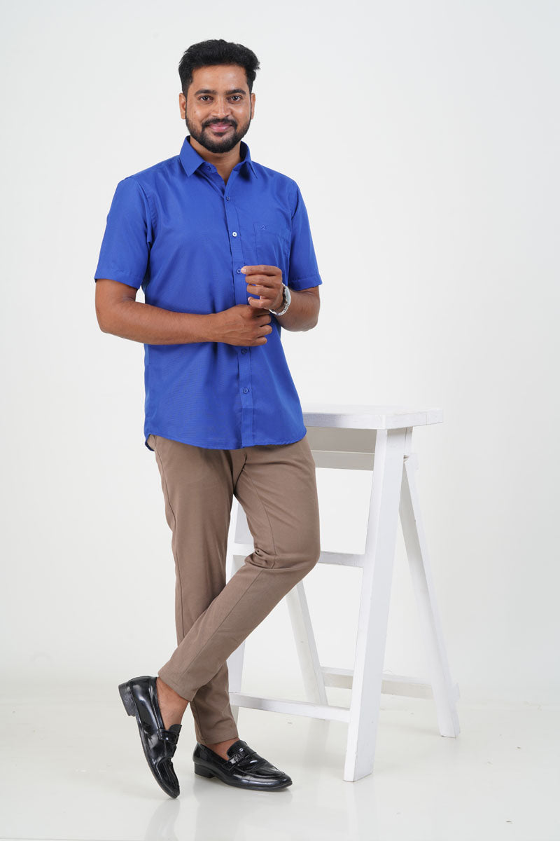 Cool Club Plus Men’s Formal Shirt – Royal Blue – Half Sleeve