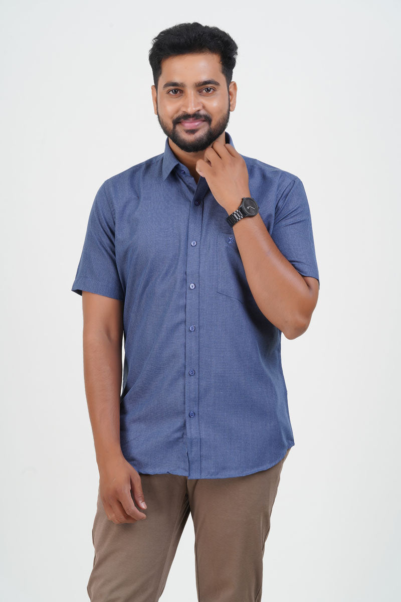Cool Club Plus Men’s Formal Shirt – Steel Blue – Half Sleeve