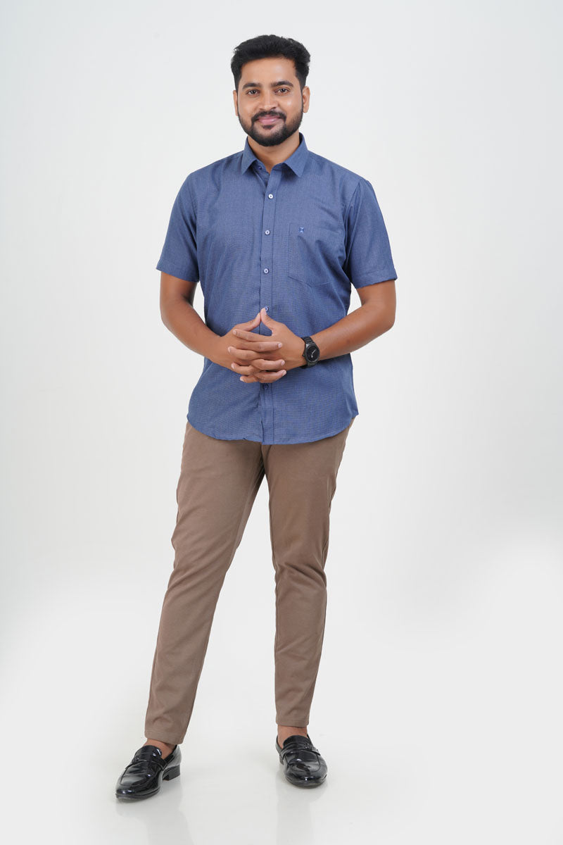 Cool Club Plus Men’s Formal Shirt – Steel Blue – Half Sleeve