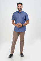Cool Club Plus Men’s Formal Shirt – Steel Blue – Half Sleeve