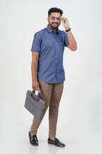Cool Club Plus Men’s Formal Shirt – Steel Blue – Half Sleeve