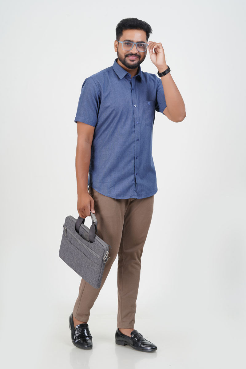 Cool Club Plus Men’s Formal Shirt – Steel Blue – Half Sleeve