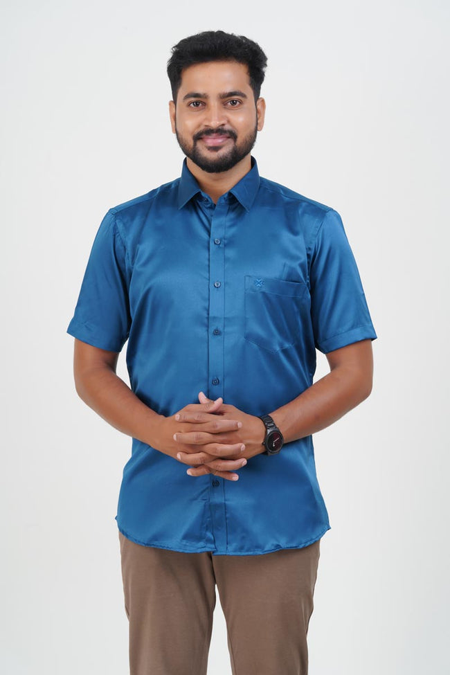 Orgia Men’s Premium Formal Shirt – Royal Blue – Half Sleeve Hover Image