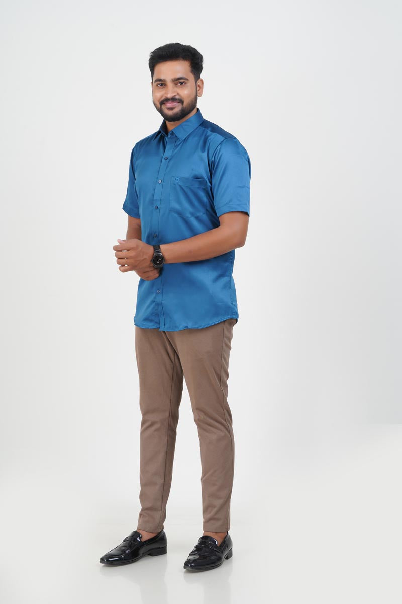 Orgia Men’s Premium Formal Shirt – Royal Blue – Half Sleeve