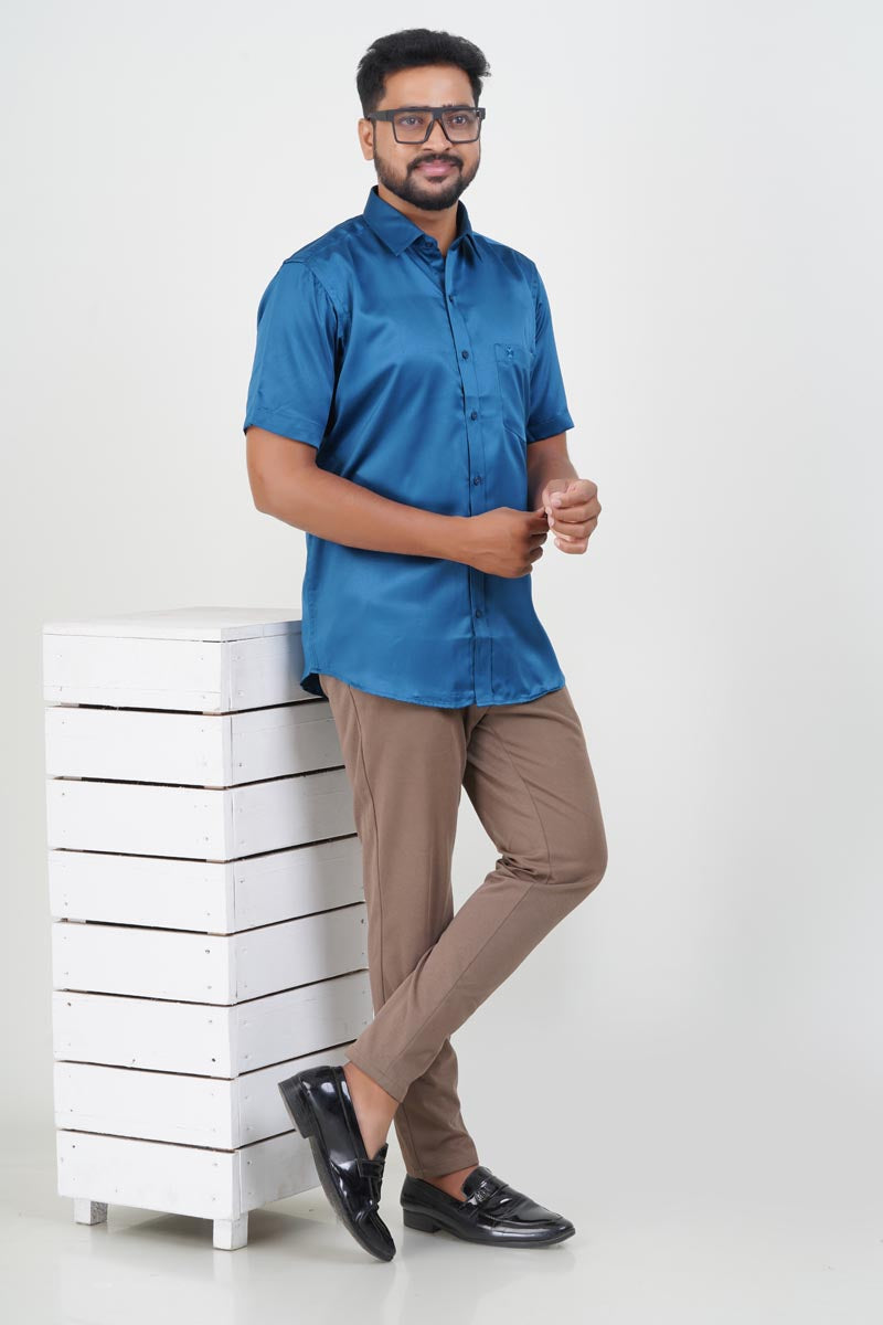 Orgia Men’s Premium Formal Shirt – Royal Blue – 17508-Full Sleeve