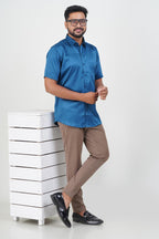 Orgia Men’s Premium Formal Shirt – Royal Blue – 17508-Full Sleeve