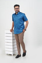 Orgia Men’s Premium Formal Shirt – Royal Blue – Half Sleeve