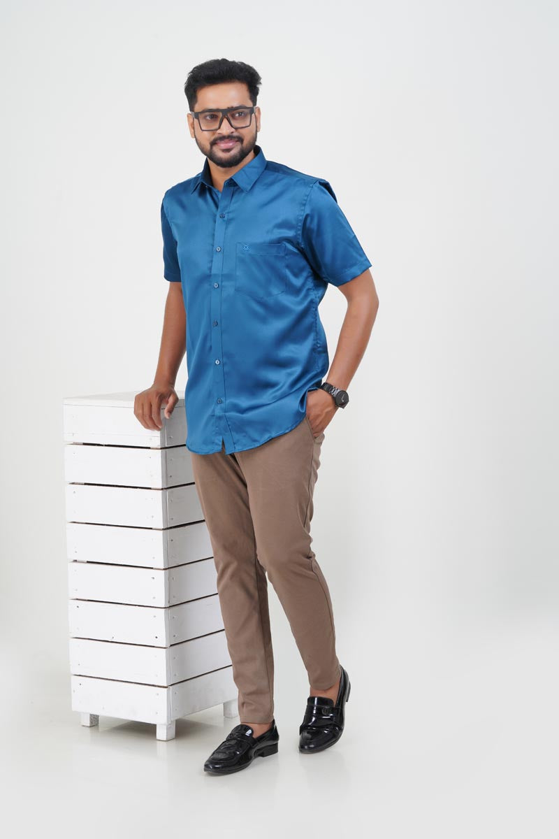 Orgia Men’s Premium Formal Shirt – Royal Blue – 17508-Full Sleeve