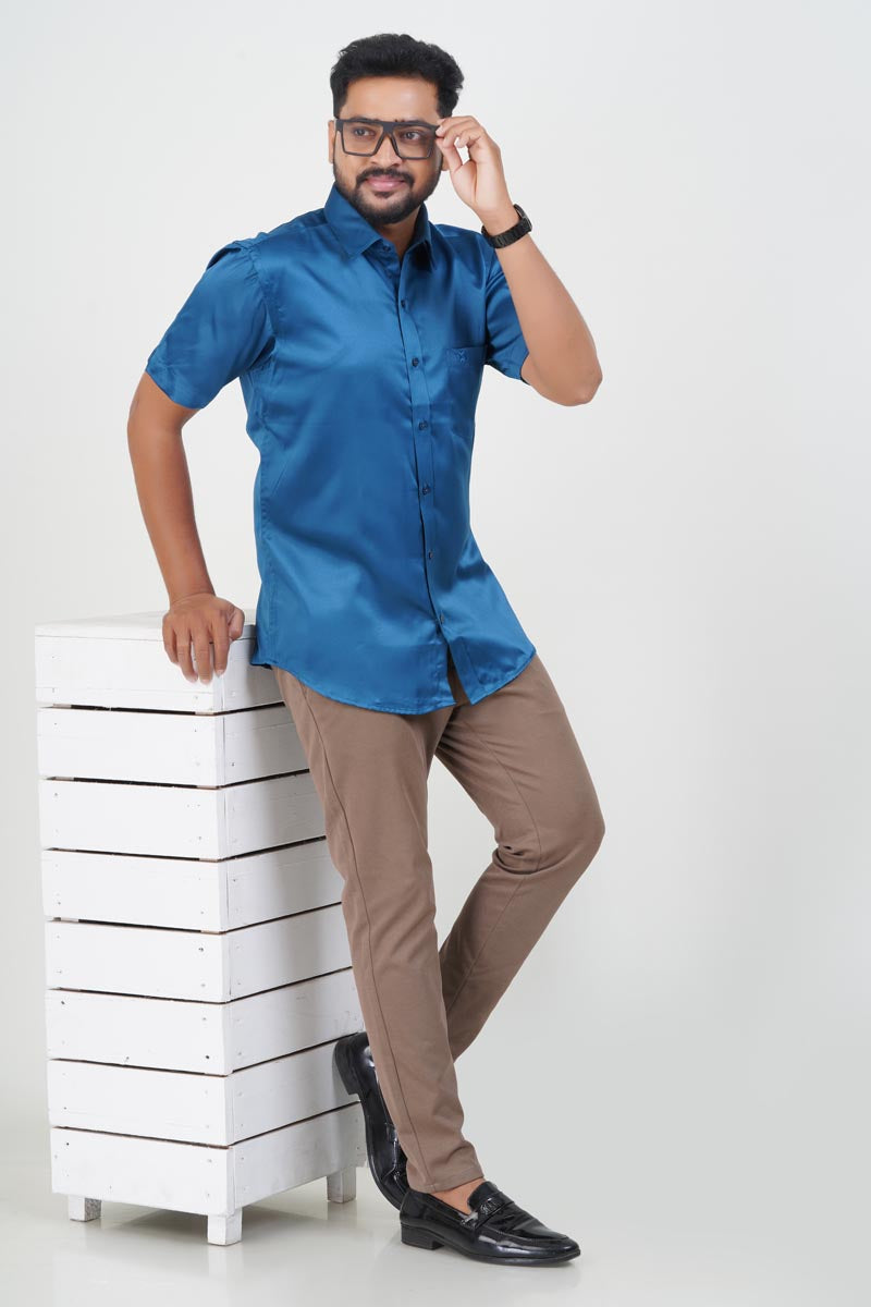 Orgia Men’s Premium Formal Shirt – Royal Blue – Half Sleeve