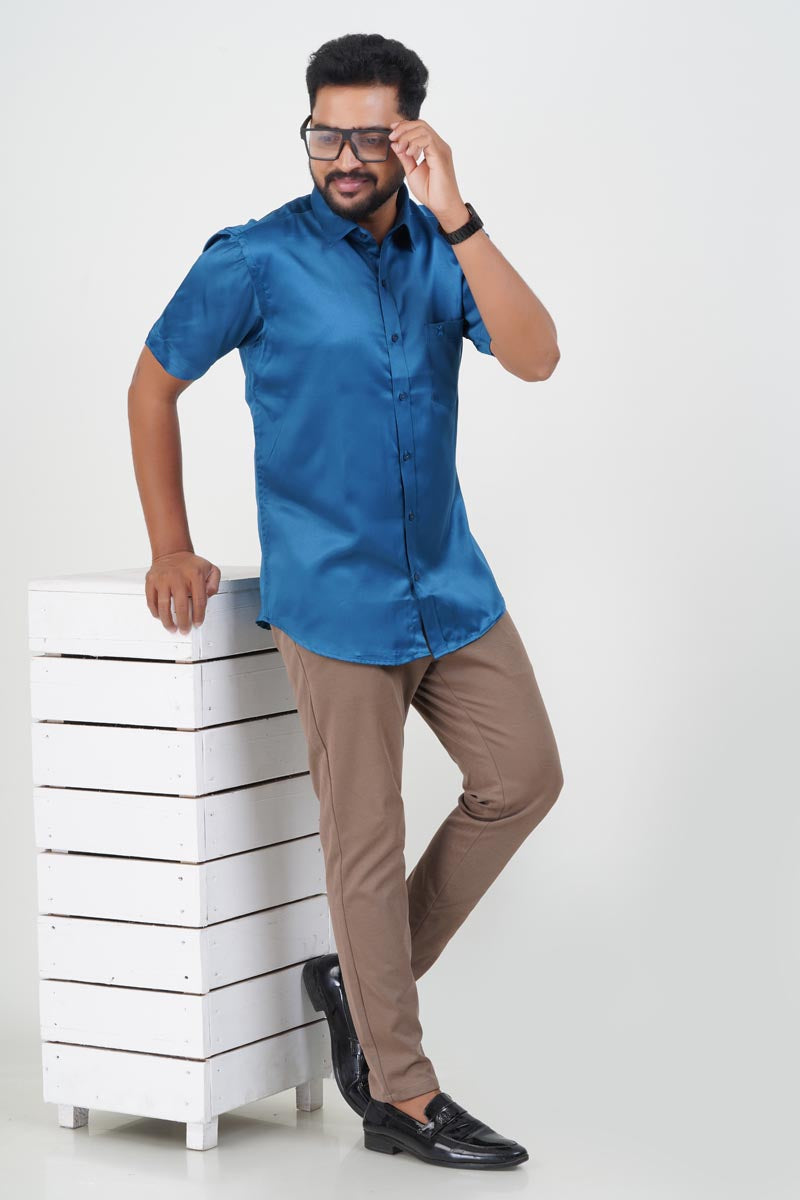 Orgia Men’s Premium Formal Shirt – Royal Blue – Half Sleeve