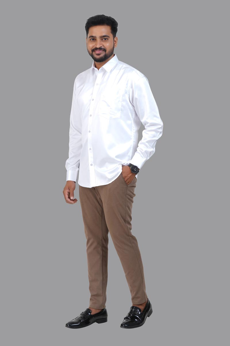Orgia Men’s Premium Formal Shirt – Pure White – Full Sleeve
