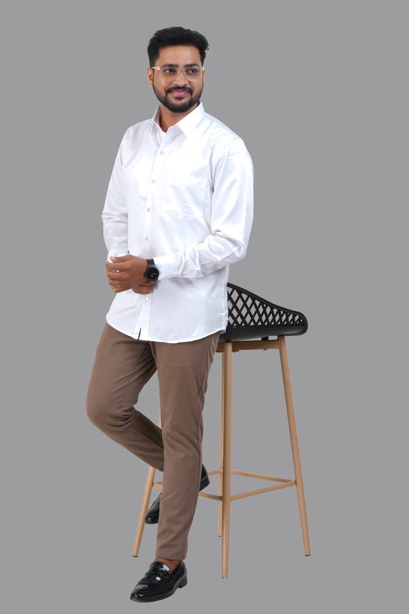 Orgia Men’s Premium Formal Shirt – Pure White – Full Sleeve