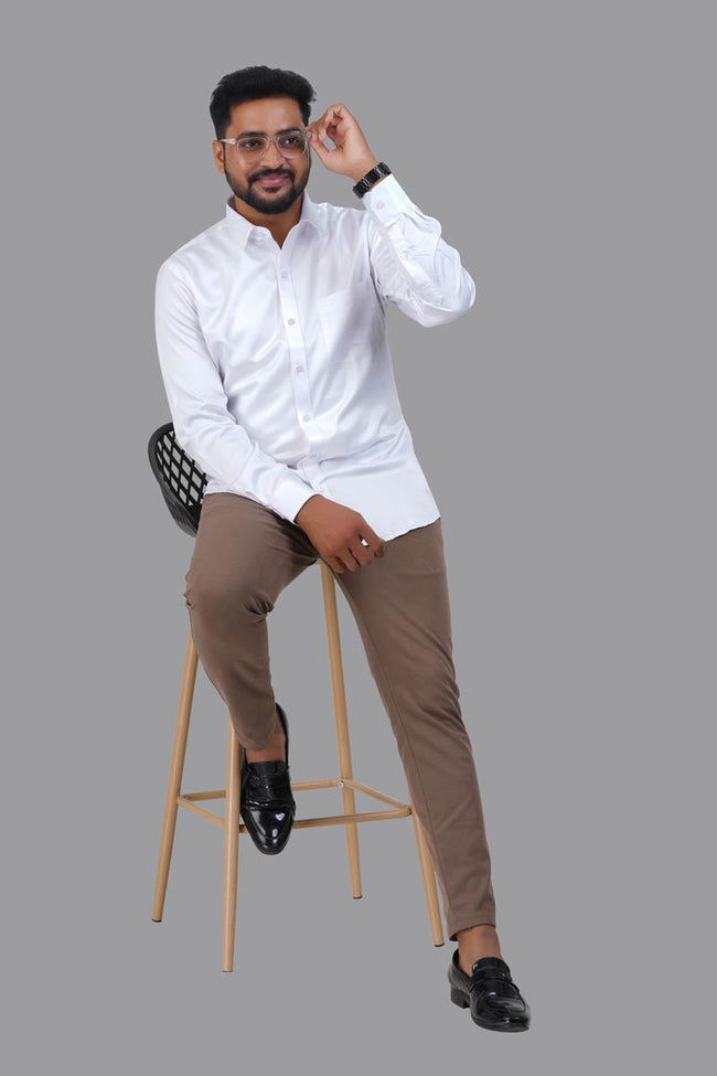 Orgia Men’s Premium Formal Shirt – Pure White – Full Sleeve Main Image