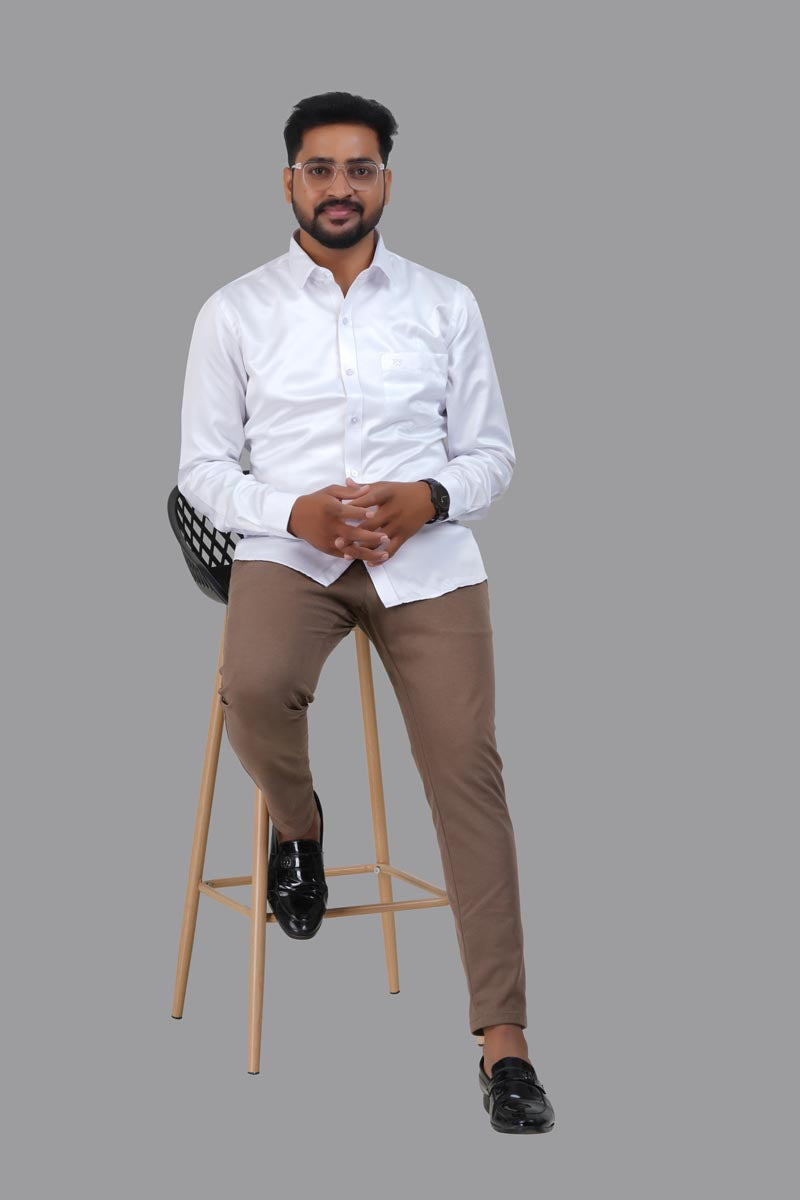 Orgia Men’s Premium Formal Shirt – Pure White – Full Sleeve