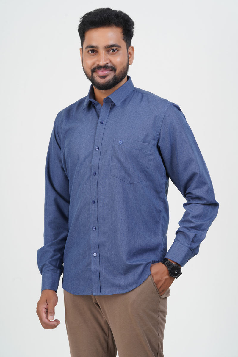 Cool Club Plus Men’s Formal Shirt – Steel Blue – Full Sleeve
