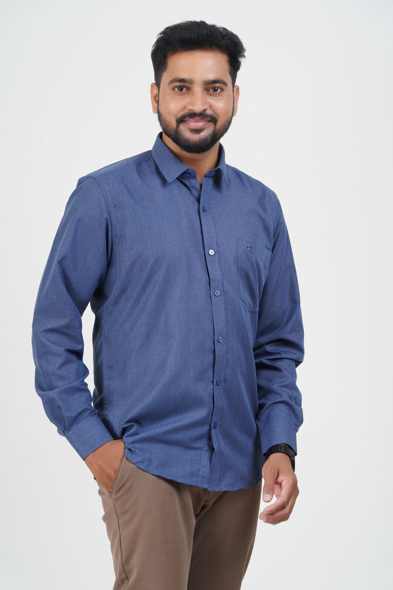 Cool Club Plus Men’s Formal Shirt – Steel Blue – Full Sleeve