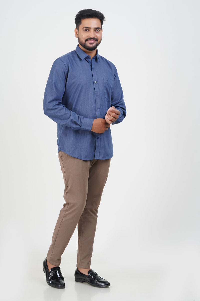 Cool Club Plus Men’s Formal Shirt – Steel Blue – Full Sleeve