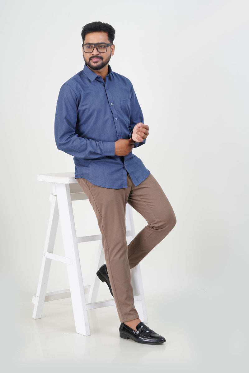 Cool Club Plus Men’s Formal Shirt – Steel Blue – Full Sleeve