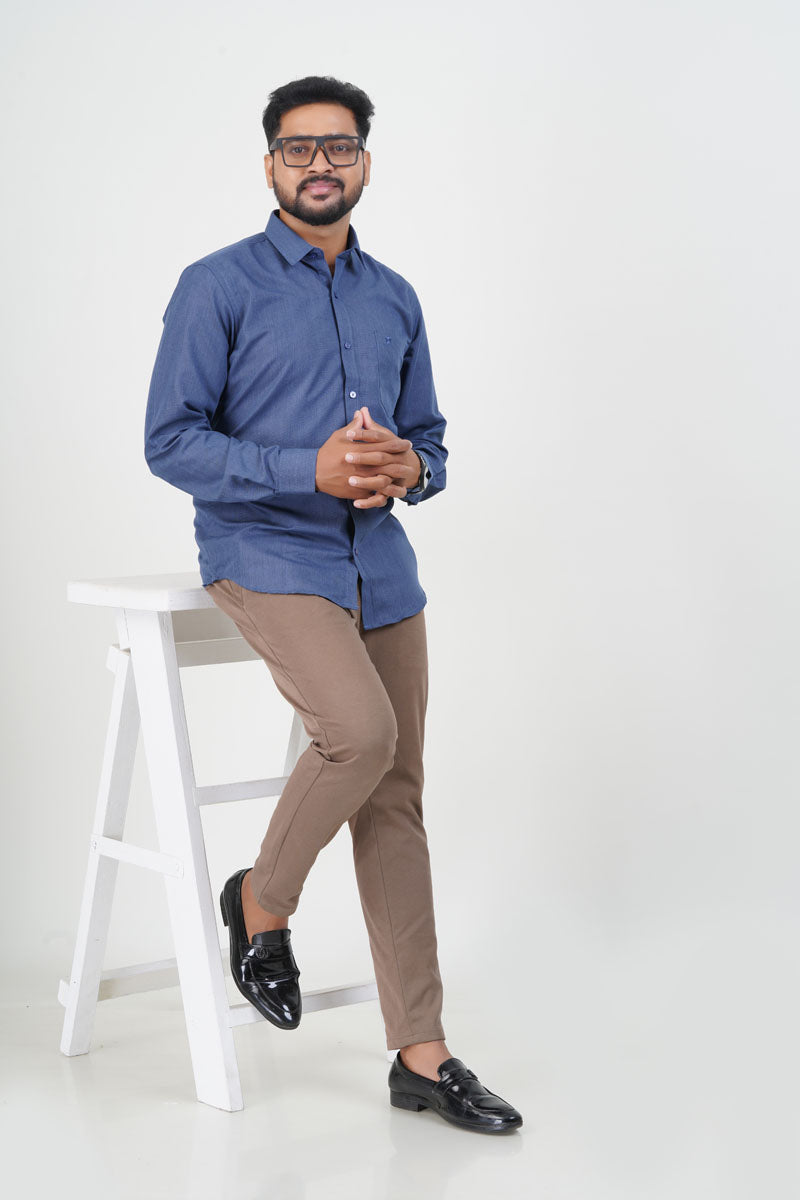 Cool Club Plus Men’s Formal Shirt – Steel Blue – Full Sleeve