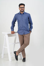 Cool Club Plus Men’s Formal Shirt – Steel Blue – Full Sleeve