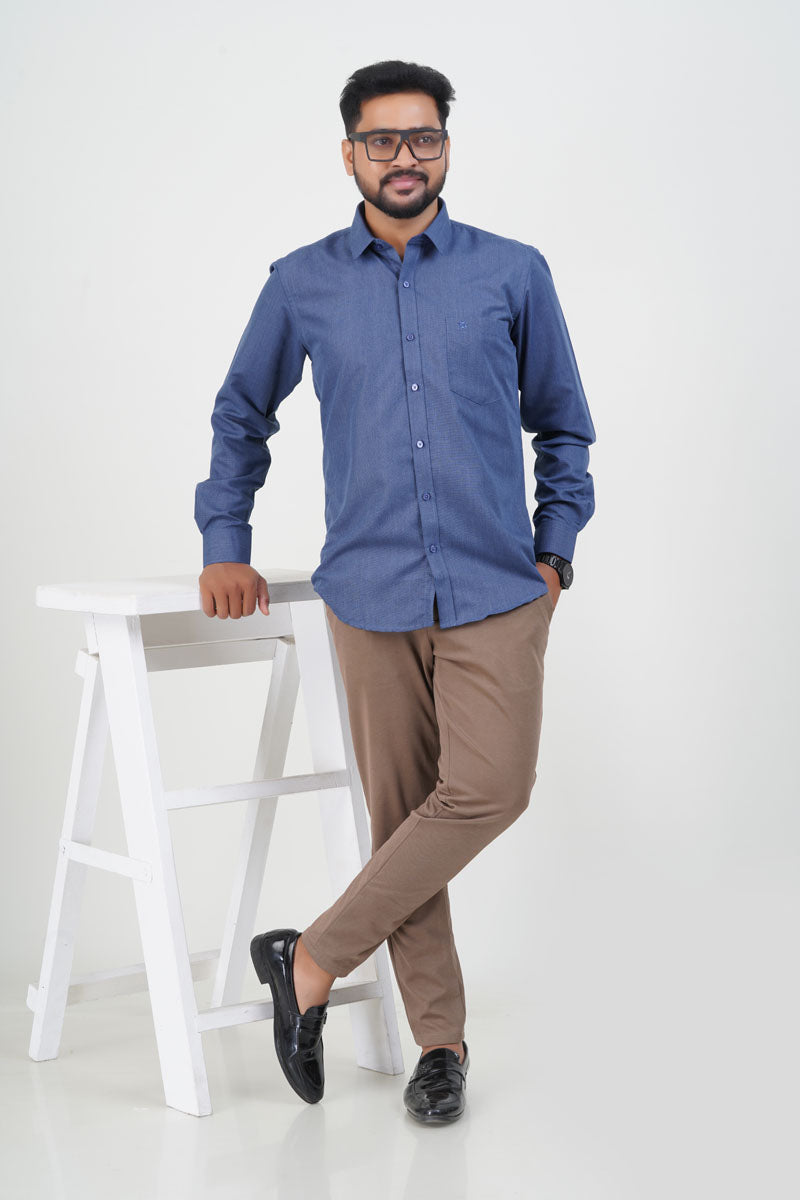 Cool Club Plus Men’s Formal Shirt – Steel Blue – Full Sleeve