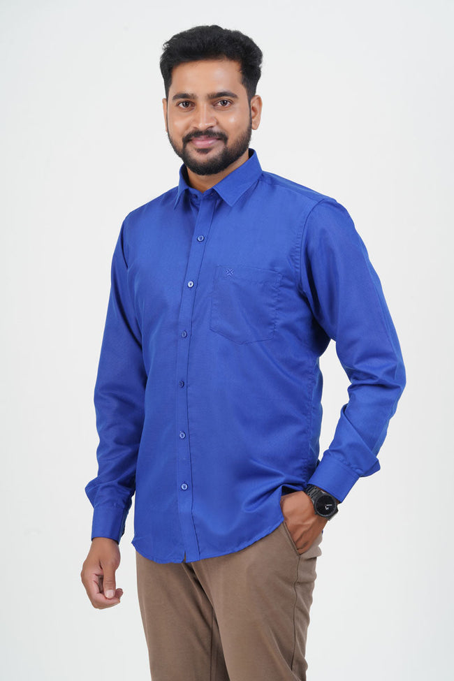 Cool Club Plus Men’s Formal Shirt – Royal Blue – Full Sleeve Hover Image