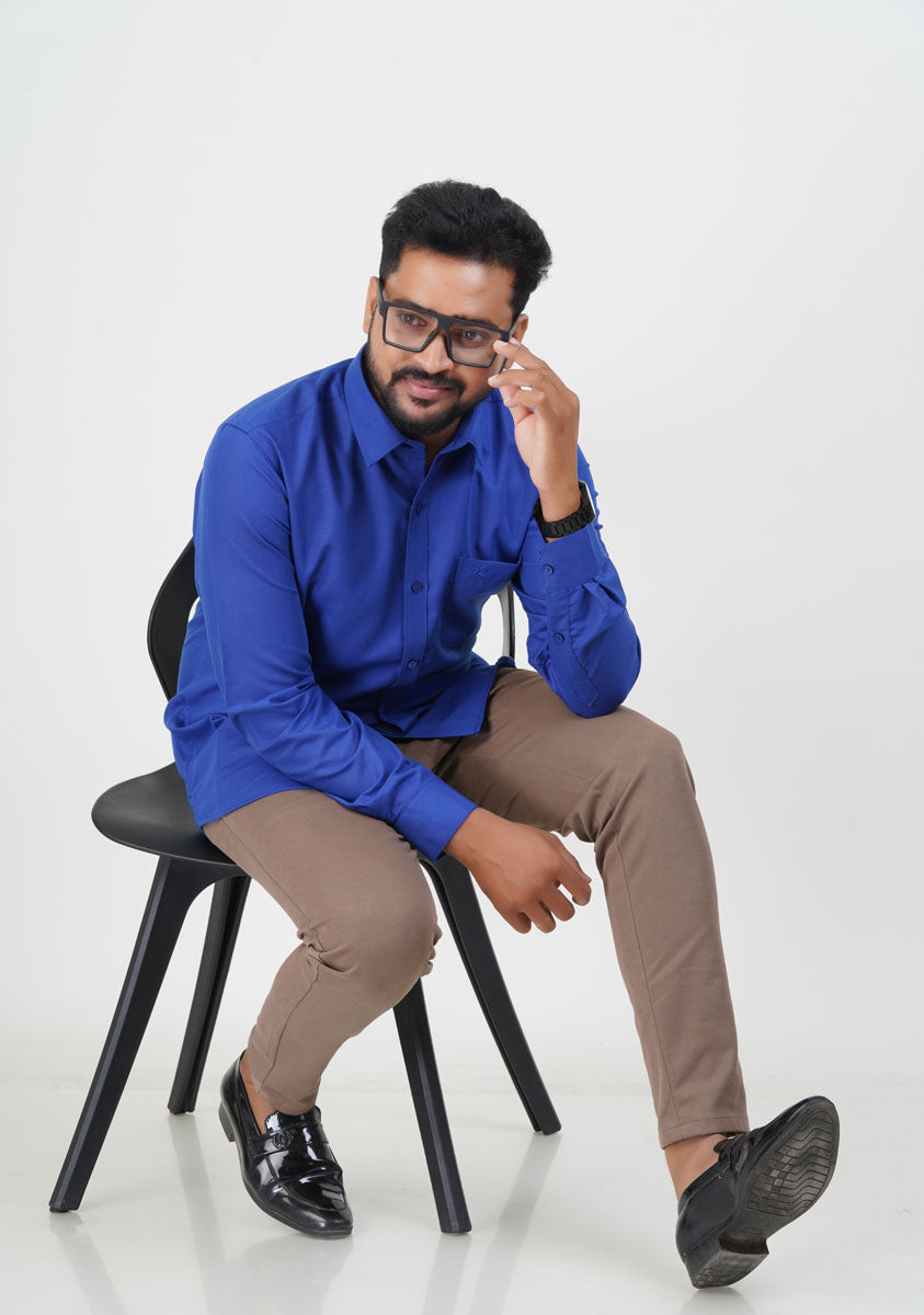 Cool Club Plus Men’s Formal Shirt – Royal Blue – Full Sleeve