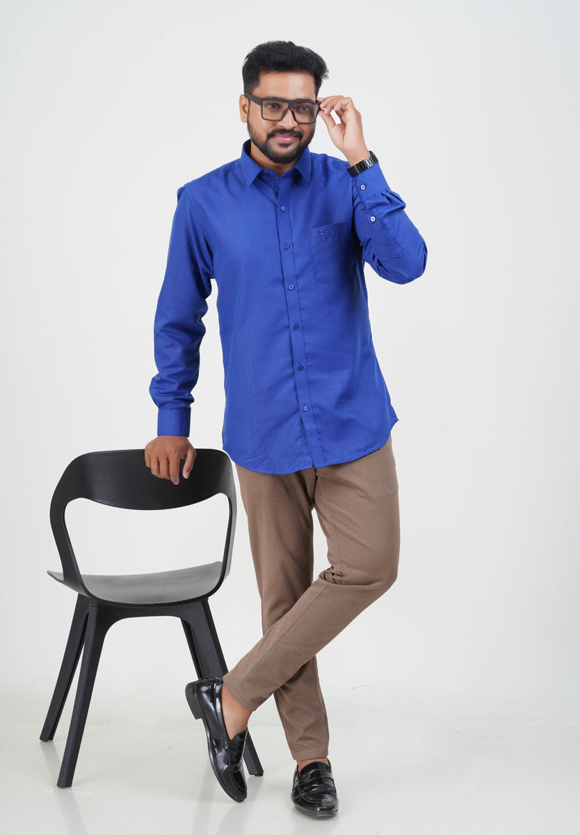 Cool Club Plus Men’s Formal Shirt – Royal Blue – Full Sleeve