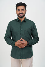 Cool Club Plus Men’s Formal Shirt  – Dark Green – Full Sleeve
