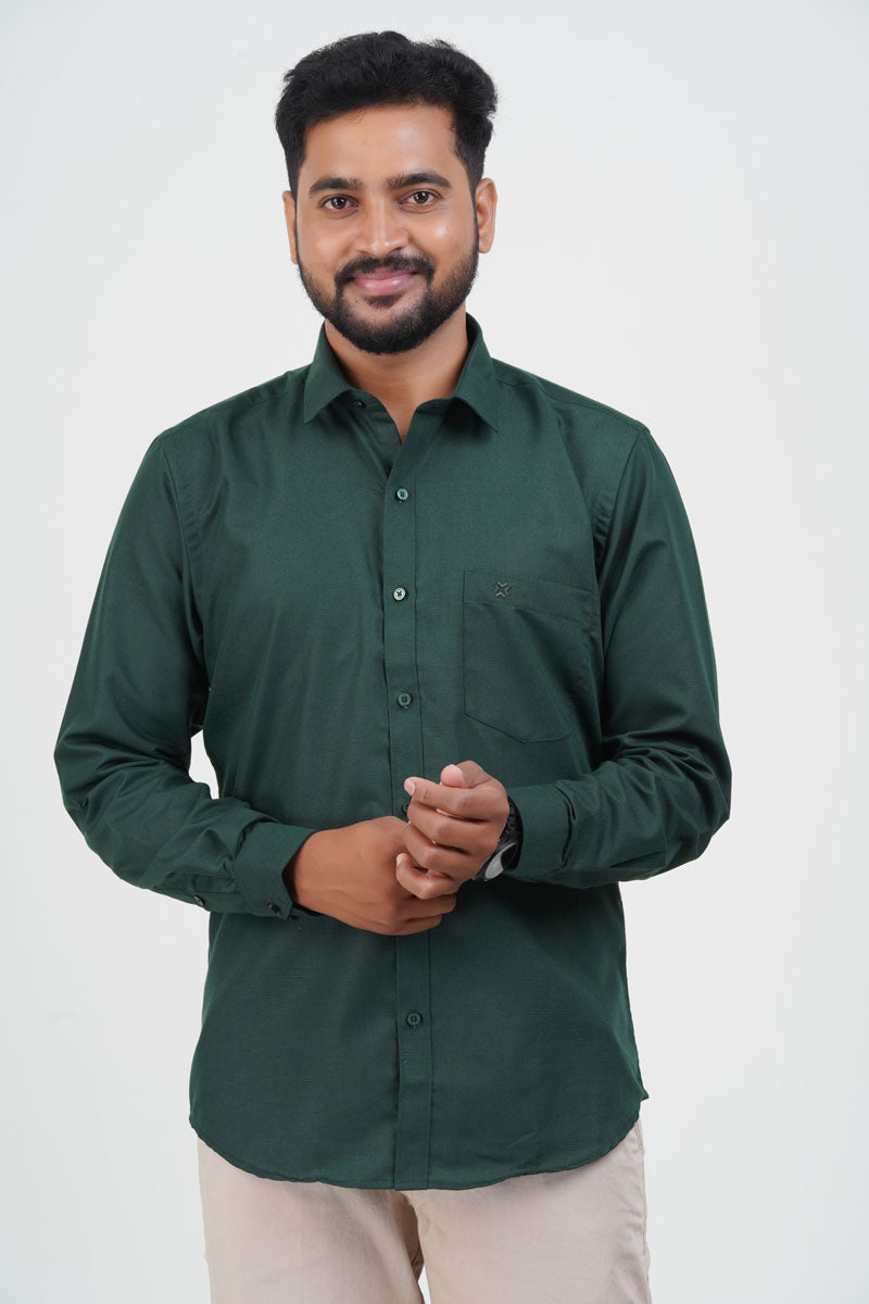 Cool Club Plus Men’s Formal Shirt  – Dark Green – Full Sleeve